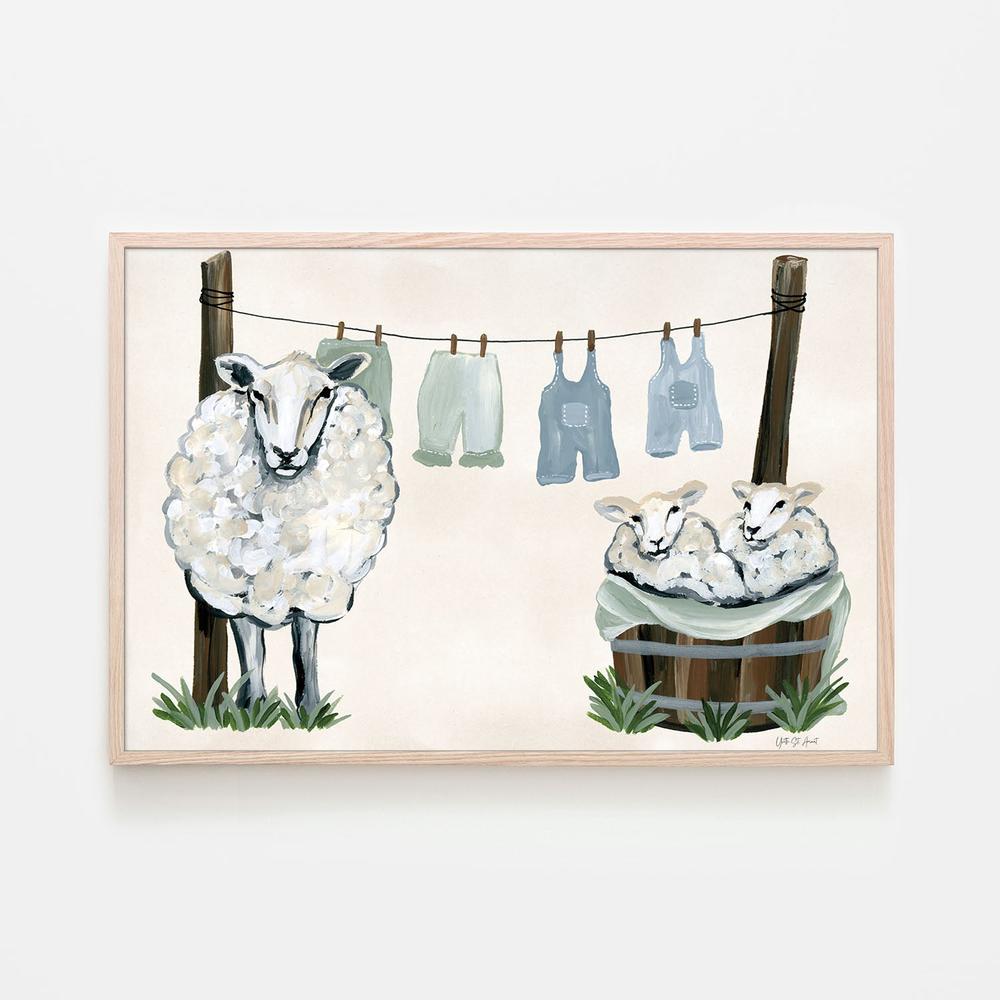 Clothesline Sheep-by-Yvette St. Amant-wall-art-print-canvas-poster-framed-Gioia