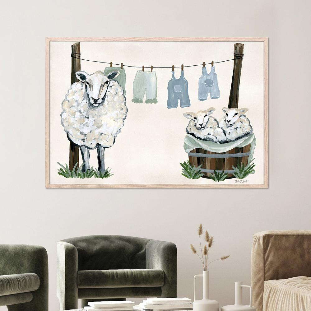 Clothesline Sheep-by-Yvette St. Amant-wall-art-print-canvas-poster-framed-Gioia