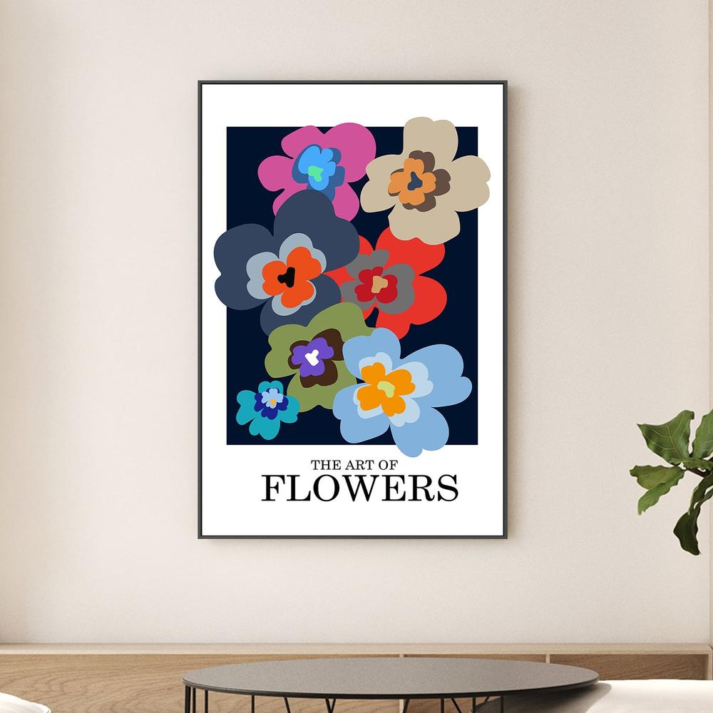 Colorful Abstract Flowers-by-Frances Collett-wall-art-print-canvas-poster-framed-Gioia