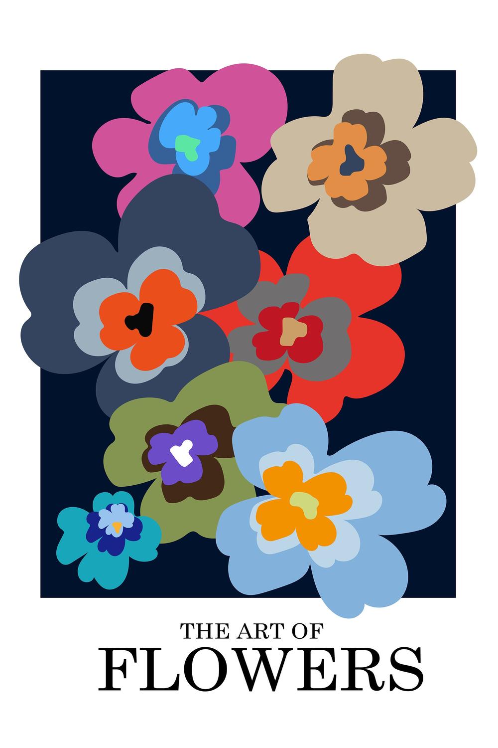 Colorful Abstract Flowers-by-Frances Collett-wall-art-print-canvas-poster-framed-Gioia