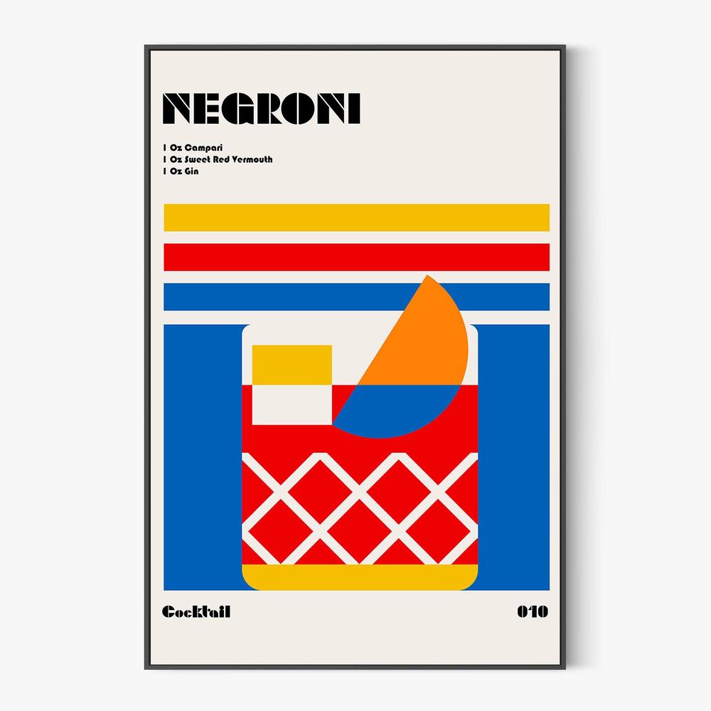 Colorful Negroni Cocktail-by-Retrodrome-wall-art-print-canvas-poster-framed-Gioia