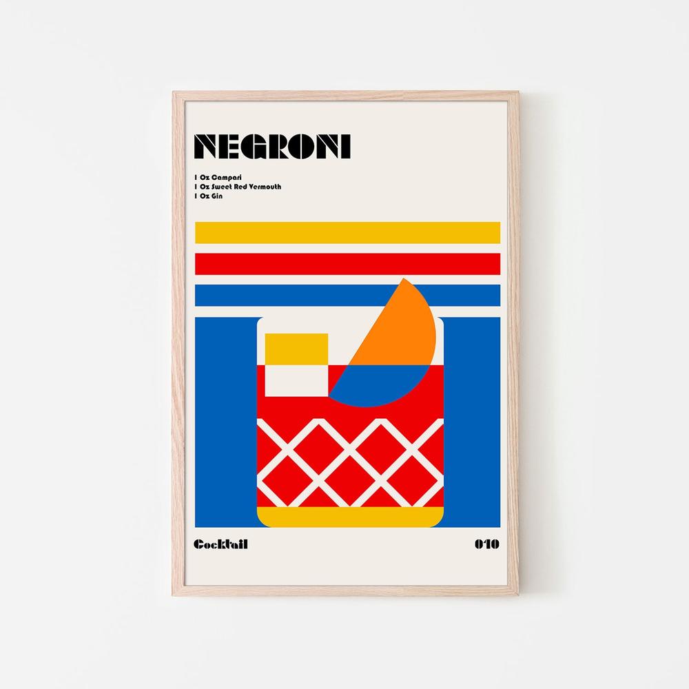 Colorful Negroni Cocktail-by-Retrodrome-wall-art-print-canvas-poster-framed-Gioia