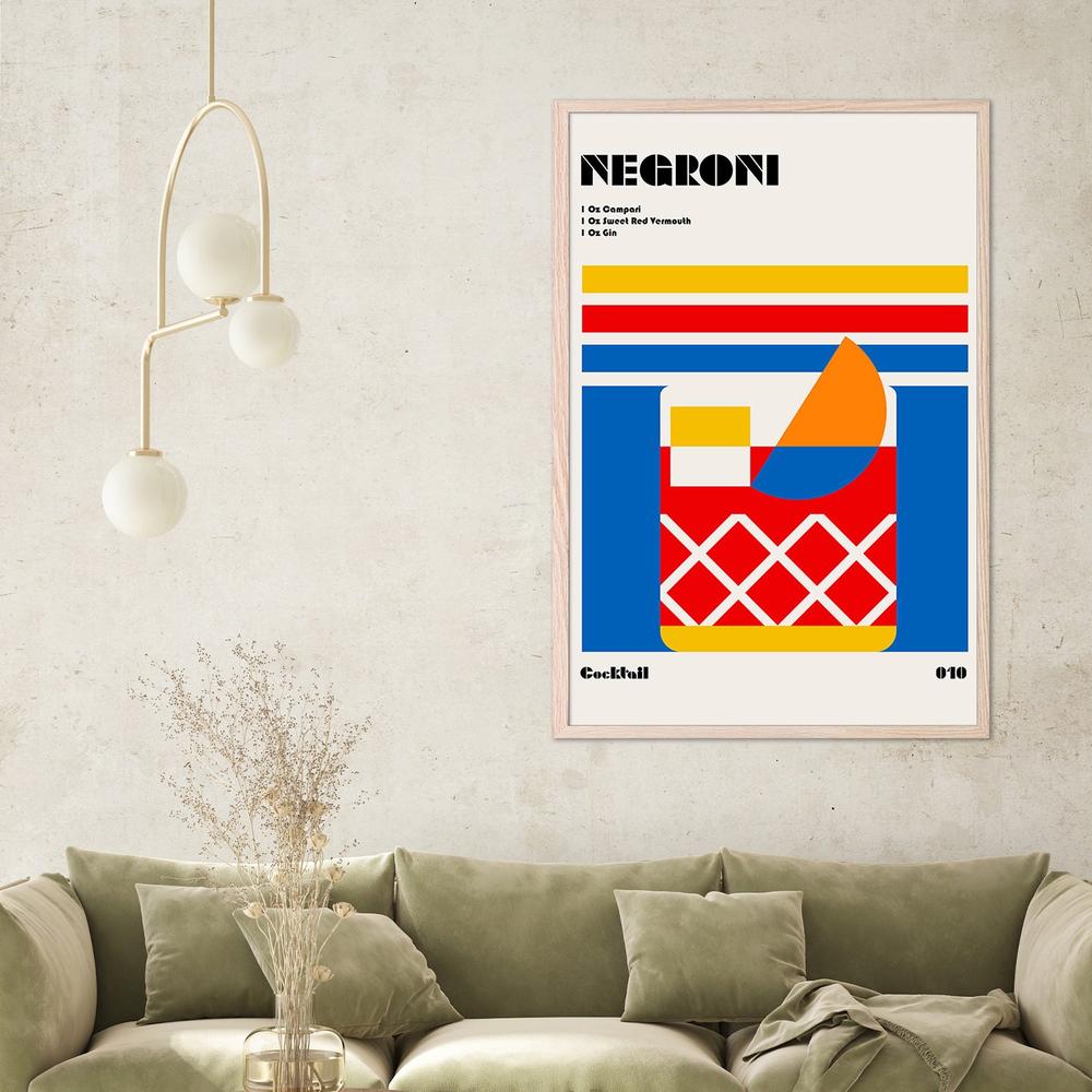 Colorful Negroni Cocktail-by-Retrodrome-wall-art-print-canvas-poster-framed-Gioia