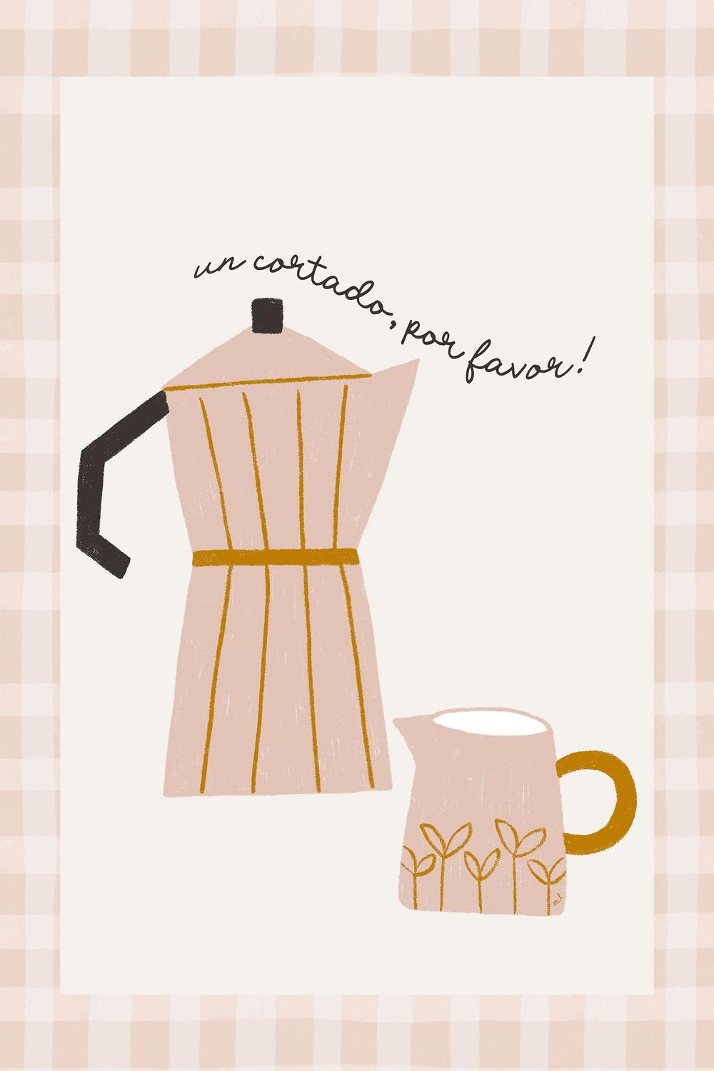 Cortado Coffee Please-by-Menina Lisboa-wall-art-print-canvas-poster-framed-Gioia