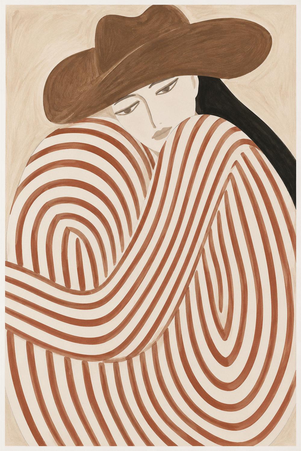 Cowgirl in Circles-by-Lady Hana-wall-art-print-canvas-poster-framed-Gioia