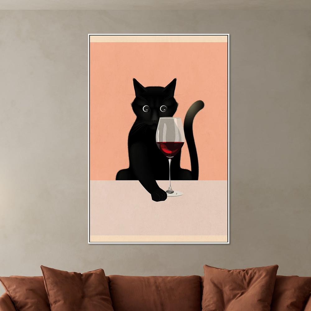 Curious Black Cat-by-WallChart Art Studio-wall-art-print-canvas-poster-framed-Gioia