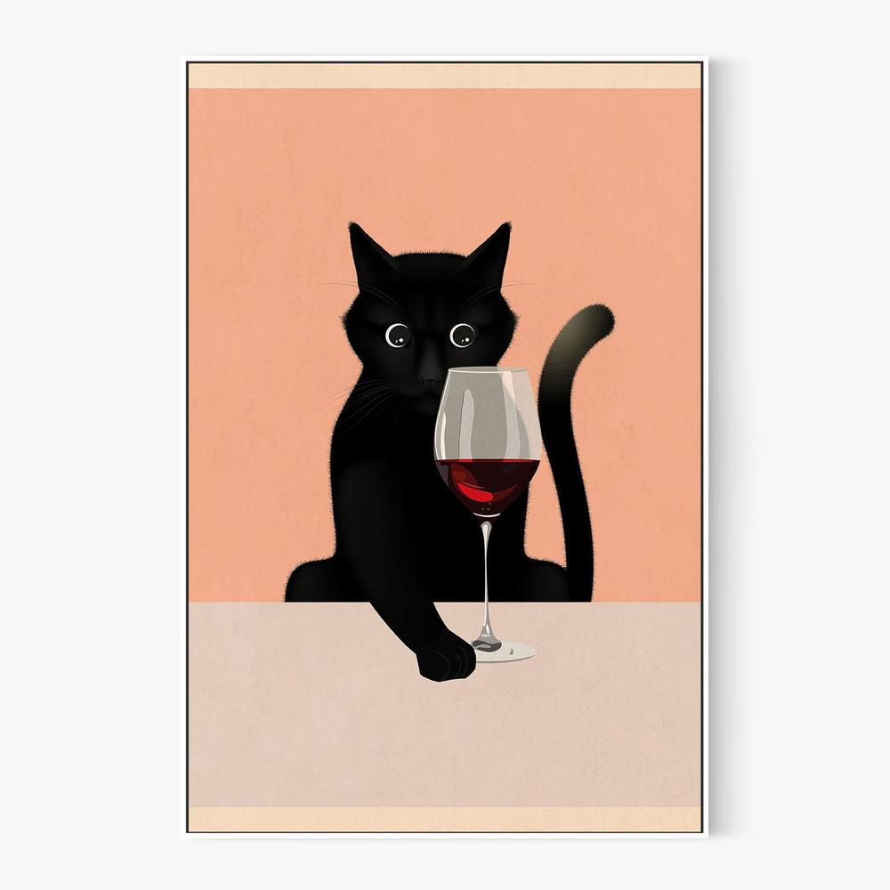 Curious Black Cat-by-WallChart Art Studio-wall-art-print-canvas-poster-framed-Gioia