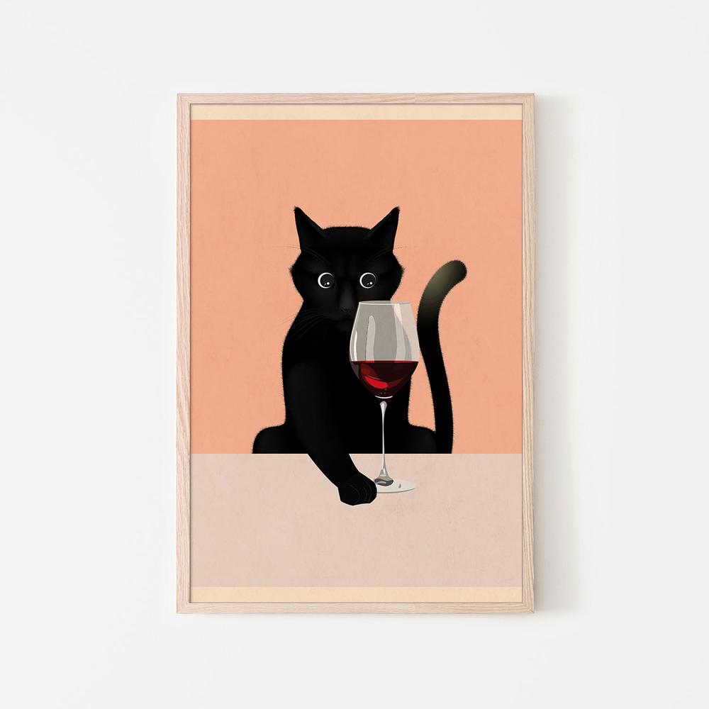 Curious Black Cat-by-WallChart Art Studio-wall-art-print-canvas-poster-framed-Gioia