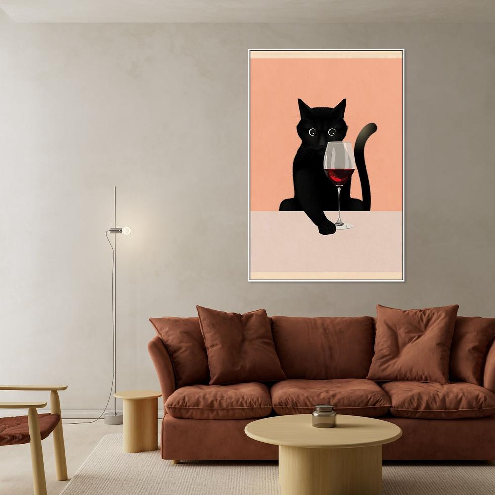 Curious Black Cat-by-WallChart Art Studio-wall-art-print-canvas-poster-framed-Gioia