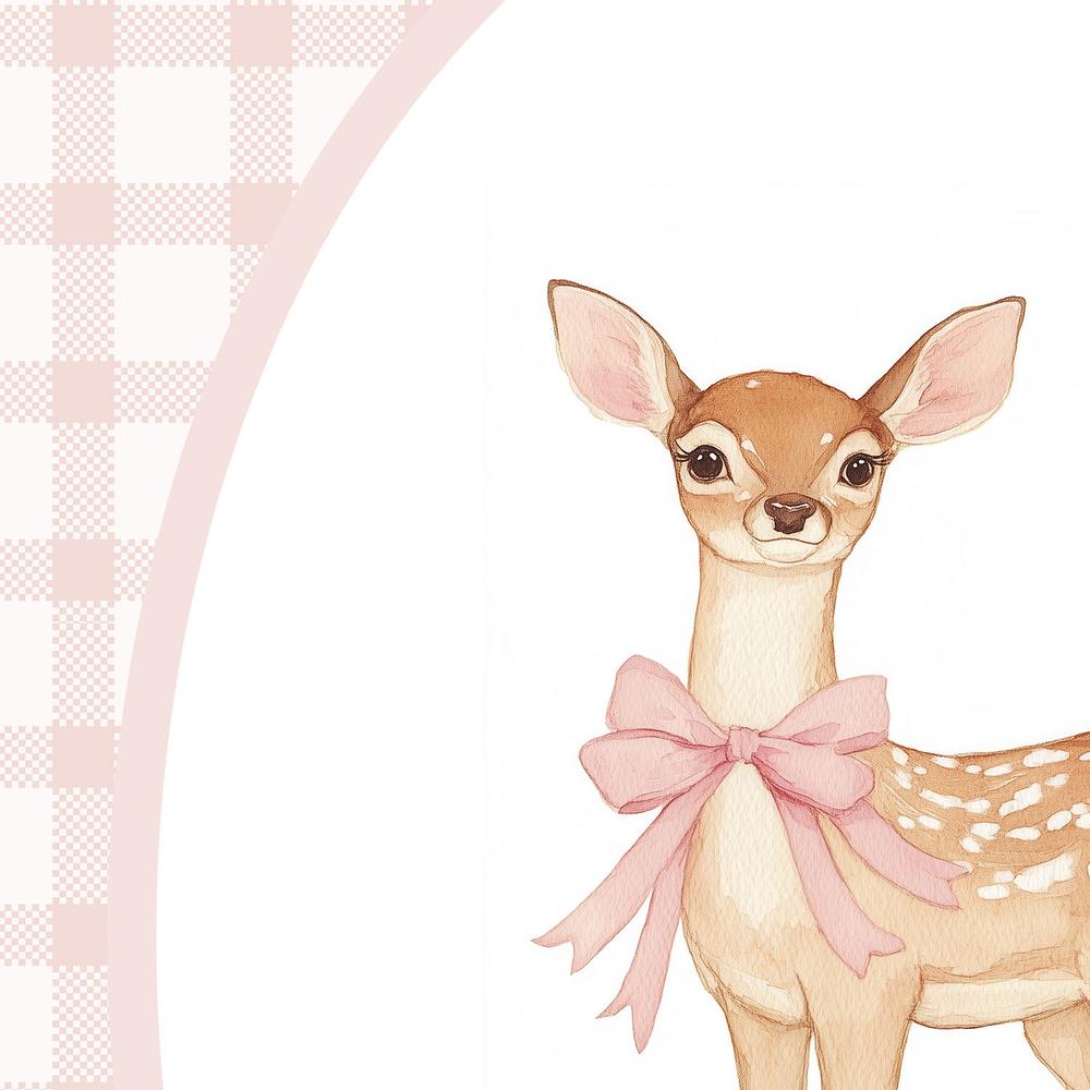 Cute Fawn Pink Bow-by-Melloi Art Prints-wall-art-print-canvas-poster-framed-Gioia