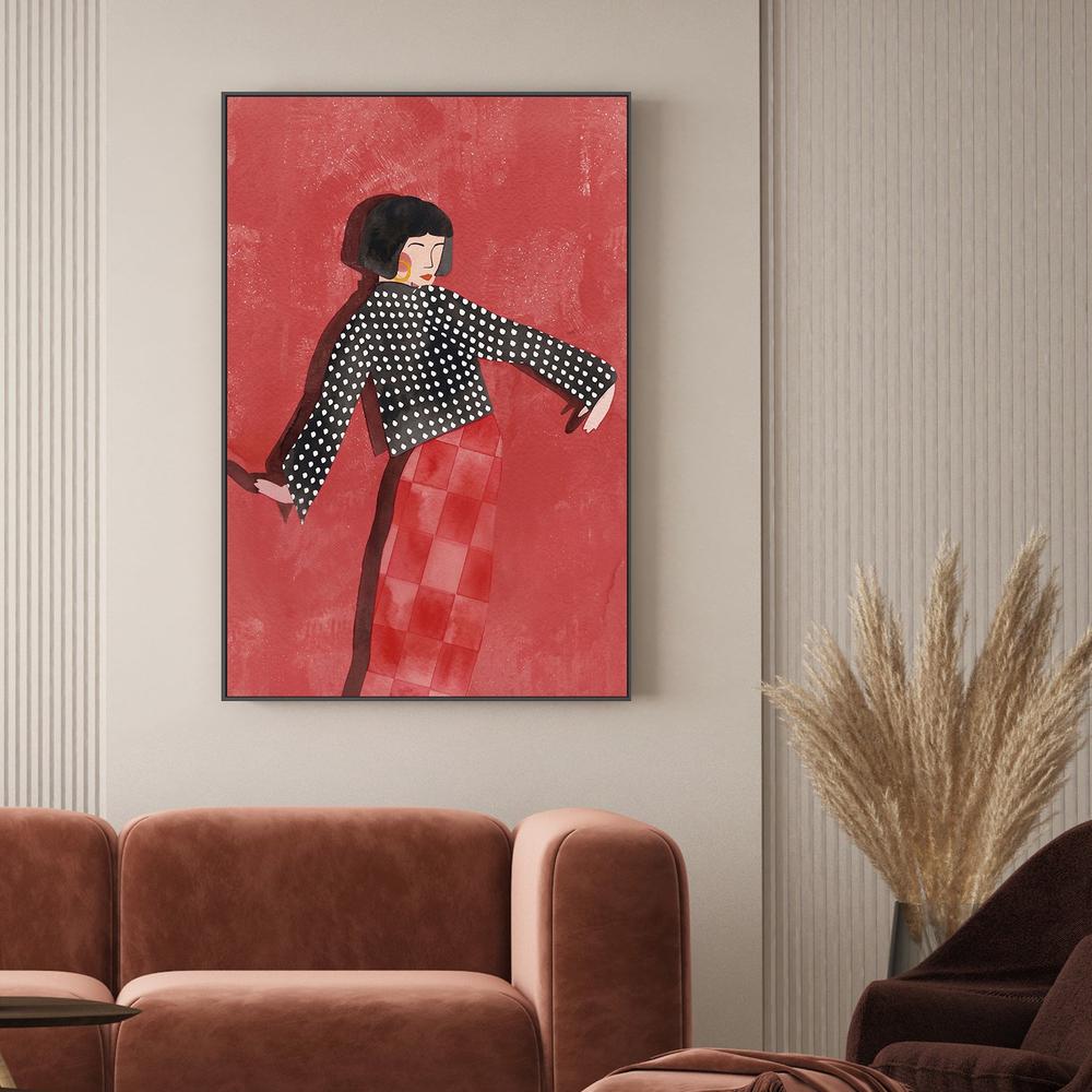Dancing Woman Red Style-by-Essa Van Reis-wall-art-print-canvas-poster-framed-Gioia