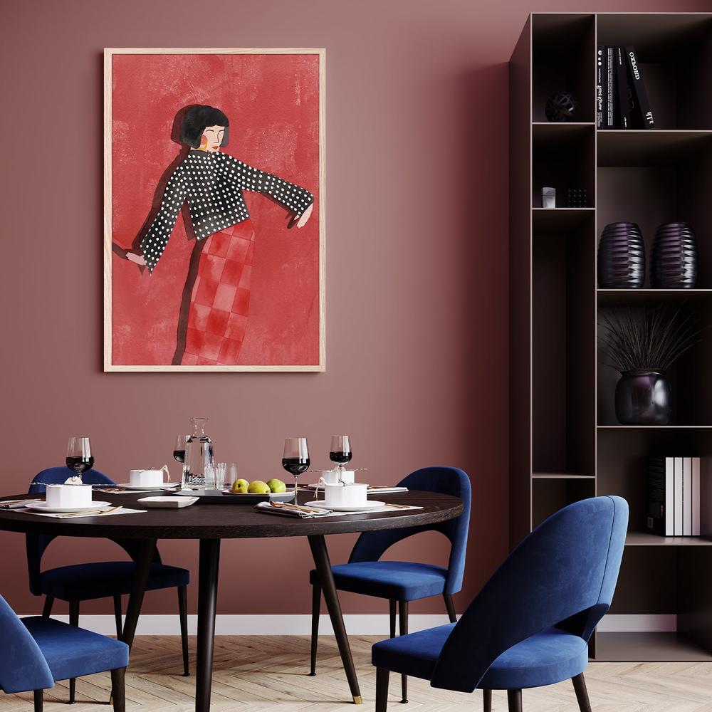 Dancing Woman Red Style-by-Essa Van Reis-wall-art-print-canvas-poster-framed-Gioia