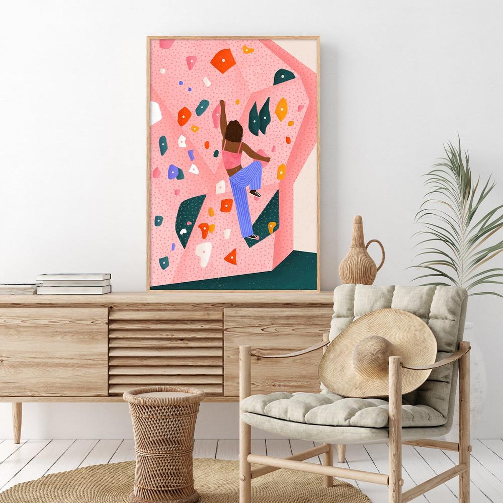 Dynamic Pink Wall Climb-by-Bea Muller-wall-art-print-canvas-poster-framed-Gioia