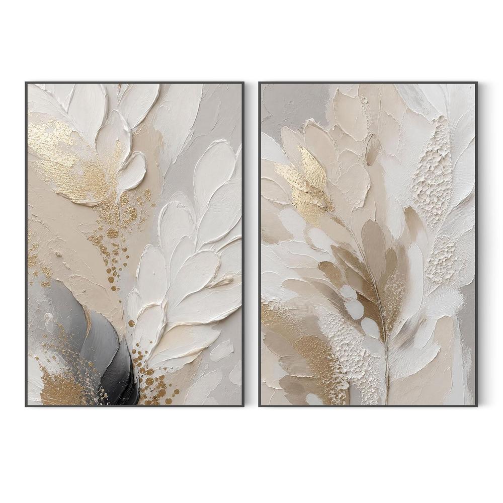 Feather Petal, Style A & B, Set Of 2-by-Bella Eve-wall-art-print-canvas-poster-framed-Gioia
