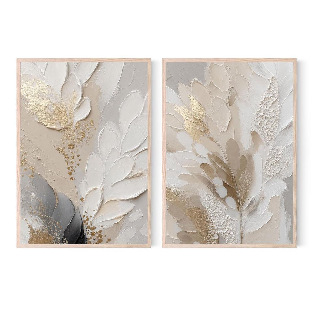 Feather Petal, Style A & B, Set Of 2-by-Bella Eve-wall-art-print-canvas-poster-framed-Gioia