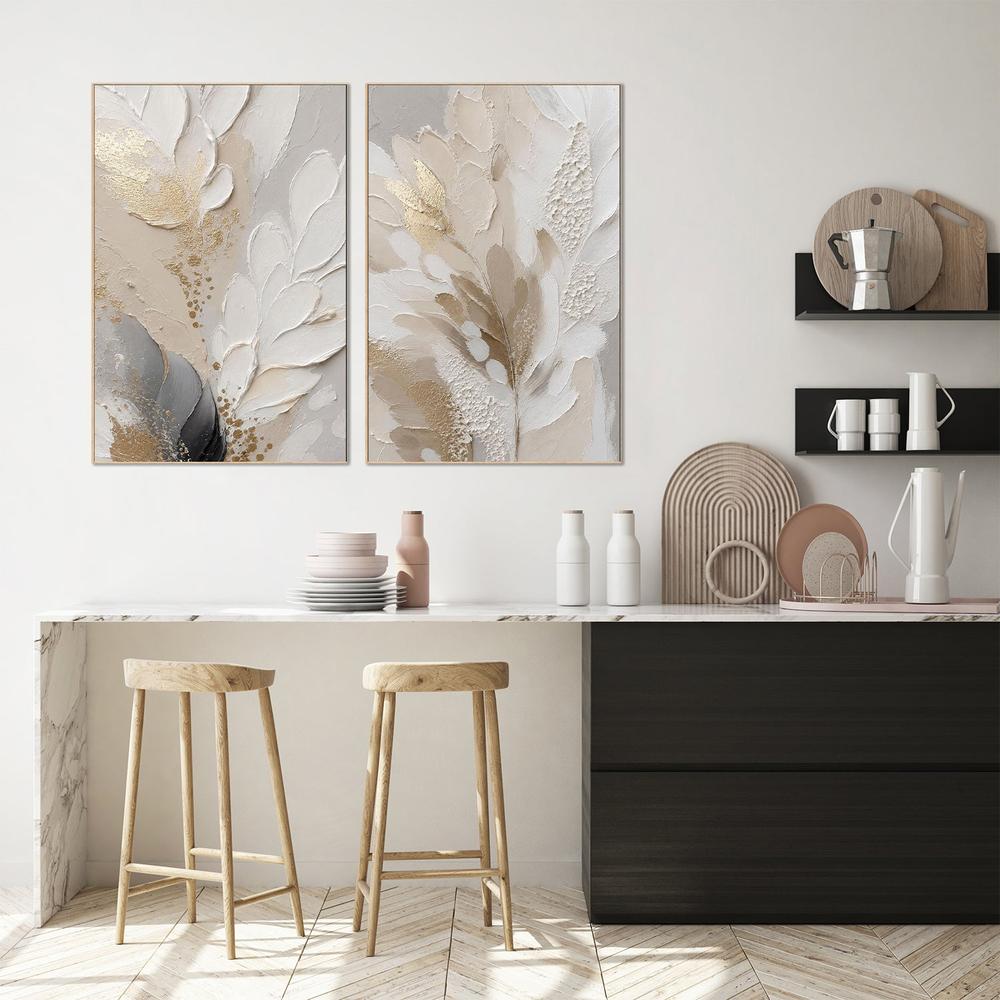 Feather Petal, Style A & B, Set Of 2-by-Bella Eve-wall-art-print-canvas-poster-framed-Gioia