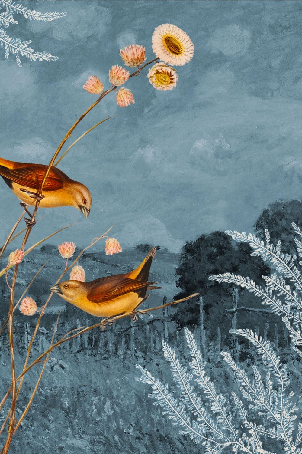 wall-art-print-canvas-poster-framed-Field Birds Blue Sky-1