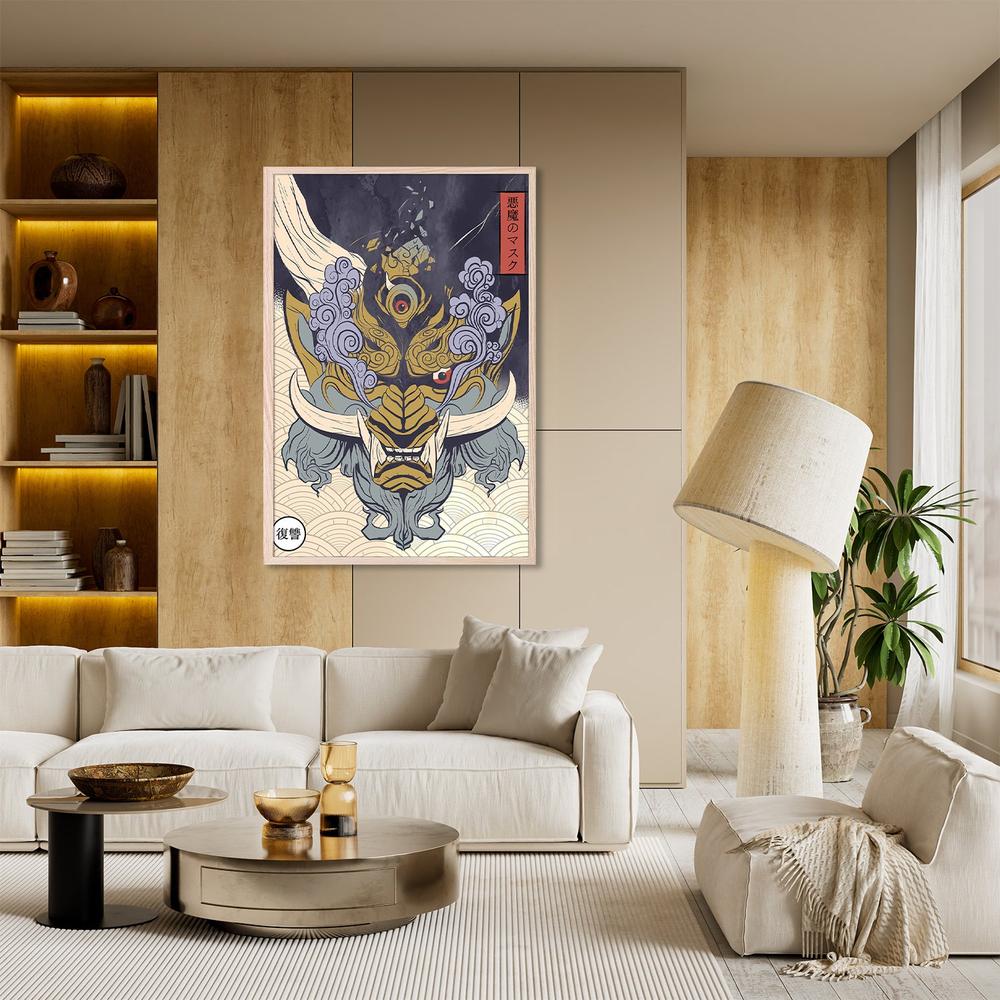 Fierce Japanese Demon Mask-by-Fadil Roze-wall-art-print-canvas-poster-framed-Gioia