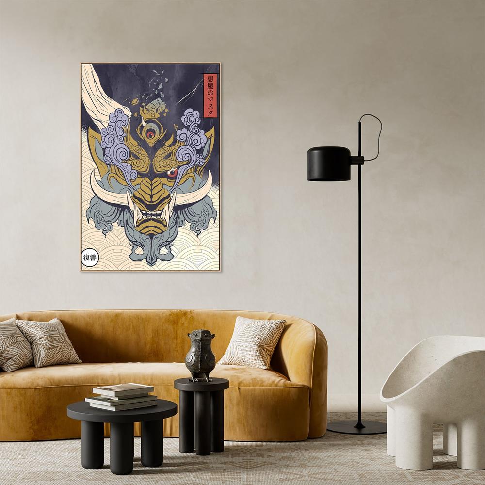 Fierce Japanese Demon Mask-by-Fadil Roze-wall-art-print-canvas-poster-framed-Gioia