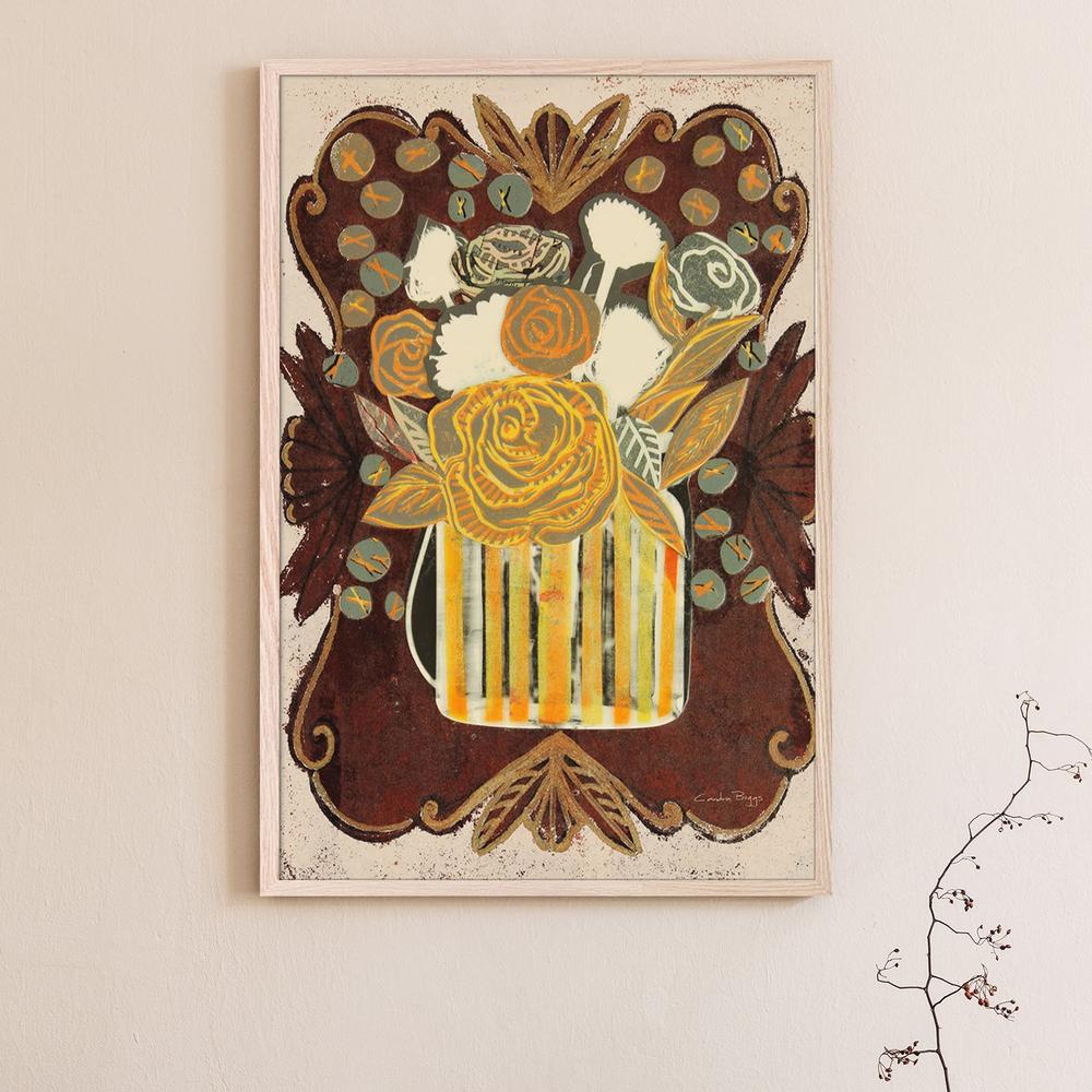 Floral Fling, Style B, Cream-by-Candra Boggs-wall-art-print-canvas-poster-framed-Gioia