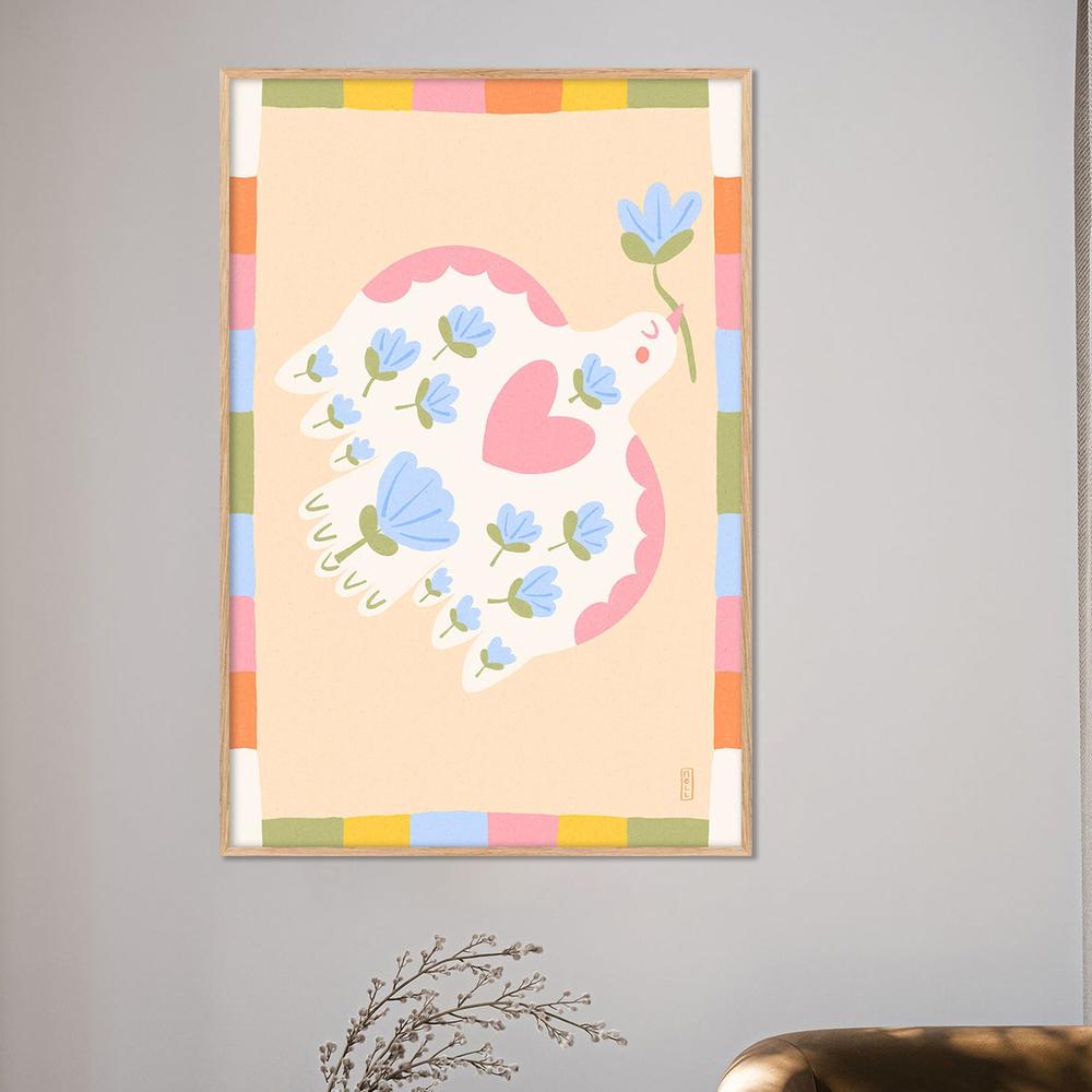 Flowering Peace Dove-by-Dirkie Nell-wall-art-print-canvas-poster-framed-Gioia