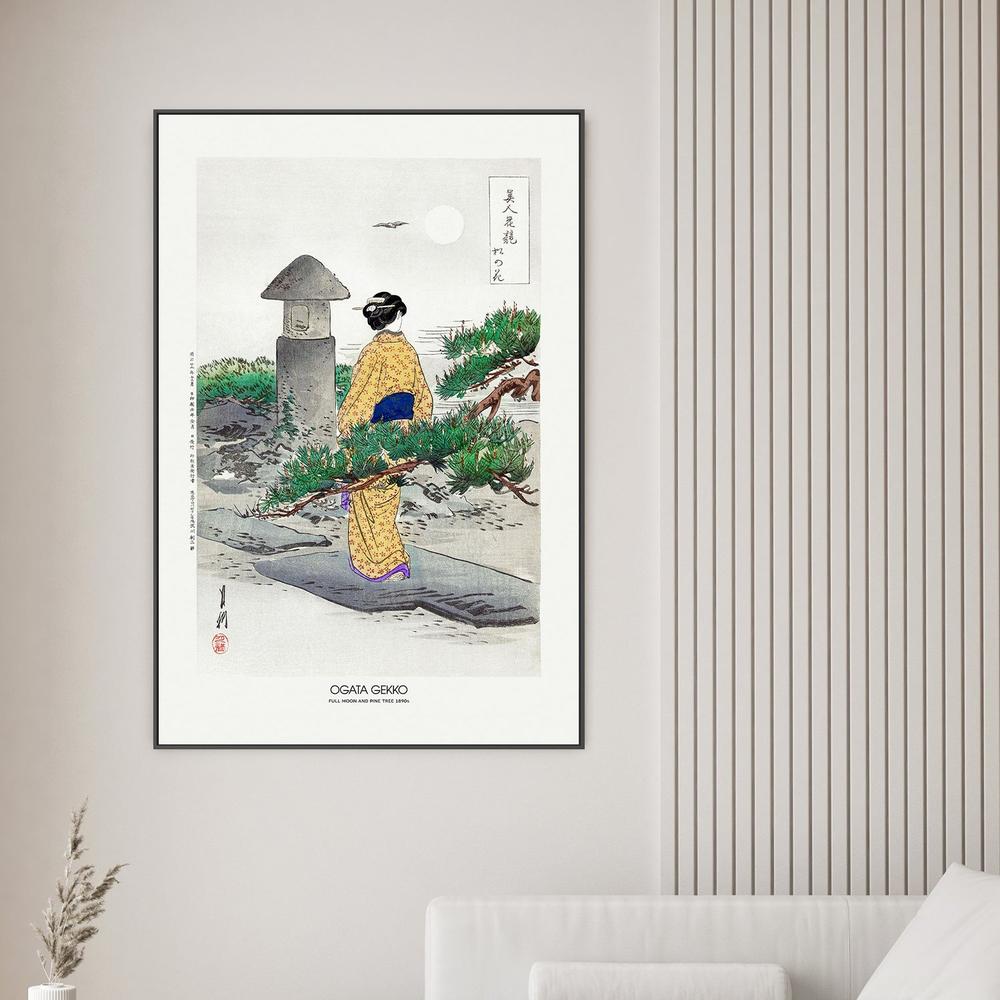 Full Moon and Pine Tree (1896)-by-Ogata Gekko-wall-art-print-canvas-poster-framed-Gioia