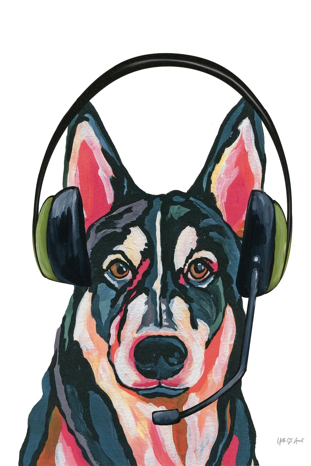 Gaming Husky-by-Yvette St. Amant-wall-art-print-canvas-poster-framed-Gioia