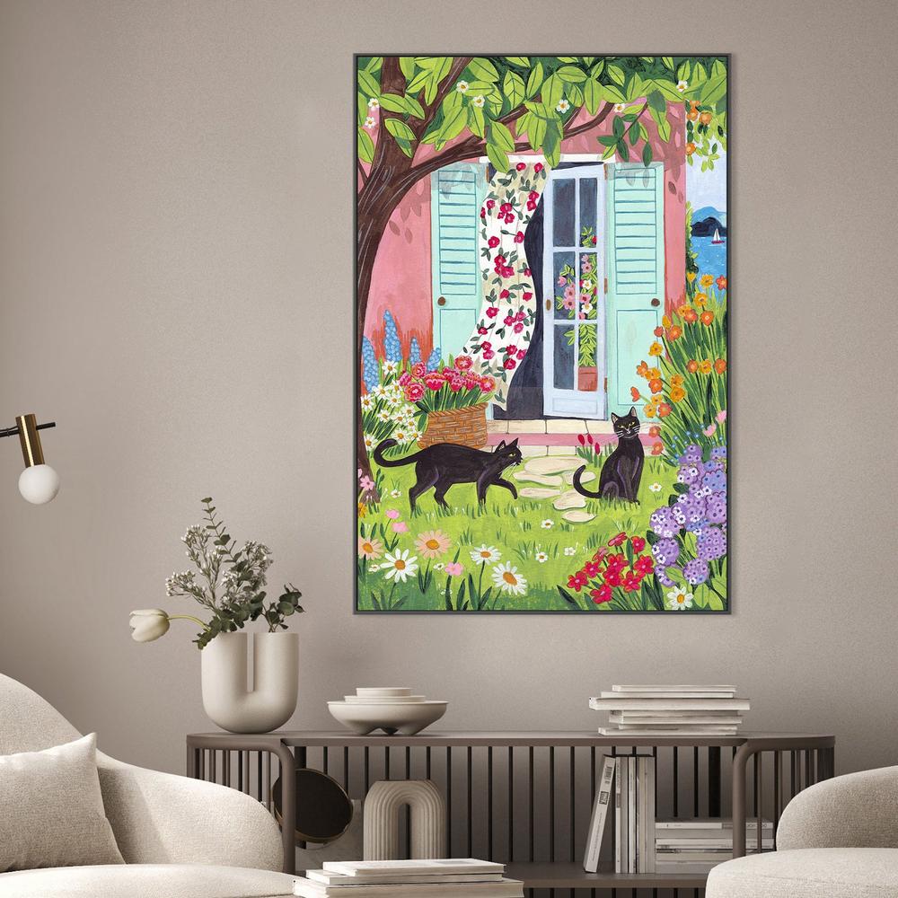 Garden Cats by the Sea-by-Caroline Bonne Muller-wall-art-print-canvas-poster-framed-Gioia