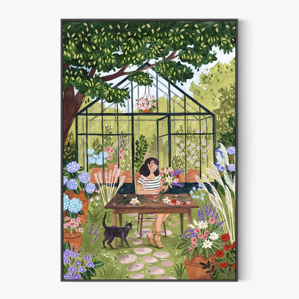 Garden Flower Arranging-by-Caroline Bonne Muller-wall-art-print-canvas-poster-framed-Gioia
