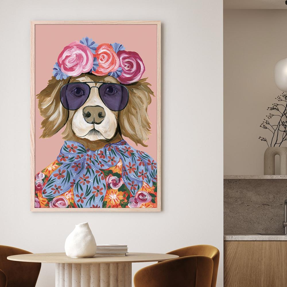 Glitzy Golden Retriever v2-by-Yvette St. Amant-wall-art-print-canvas-poster-framed-Gioia