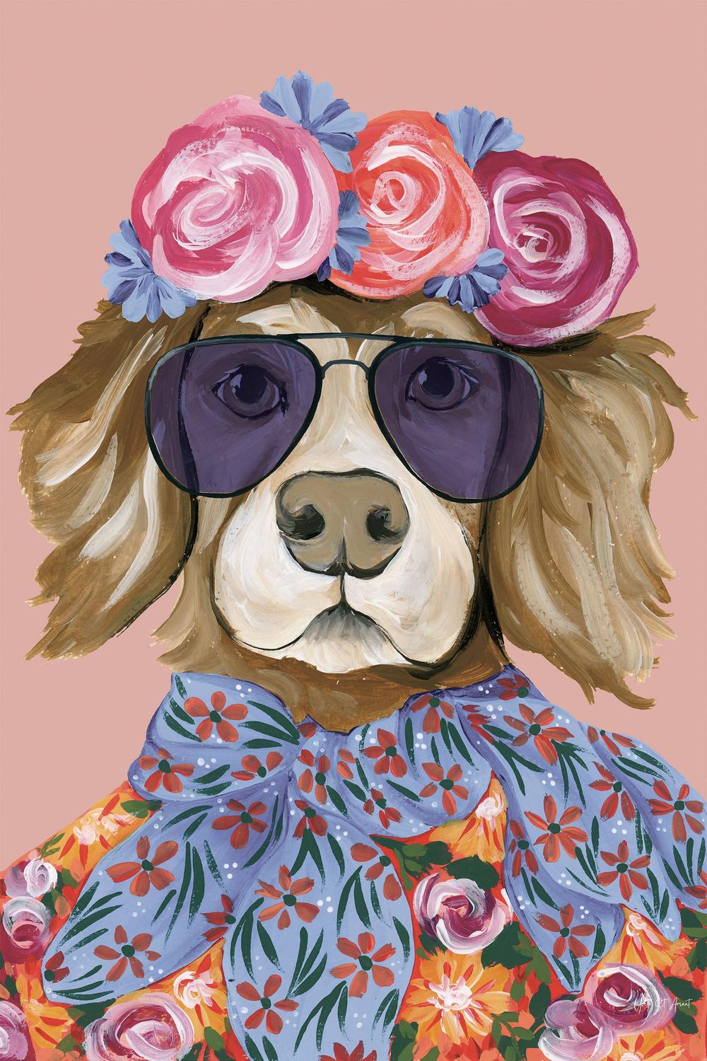 Glitzy Golden Retriever v2-by-Yvette St. Amant-wall-art-print-canvas-poster-framed-Gioia