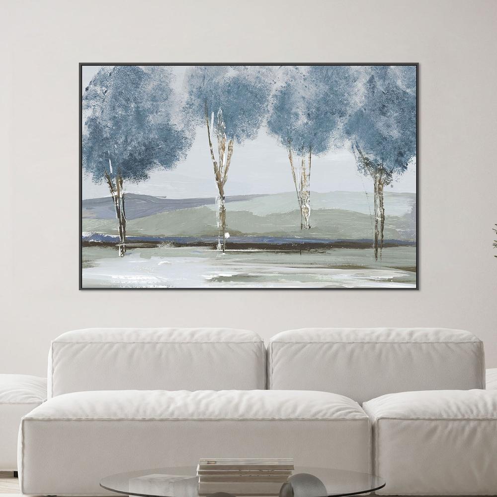 Golden Birch Tree Forest Blue Version-by-Lera-wall-art-print-canvas-poster-framed-Gioia