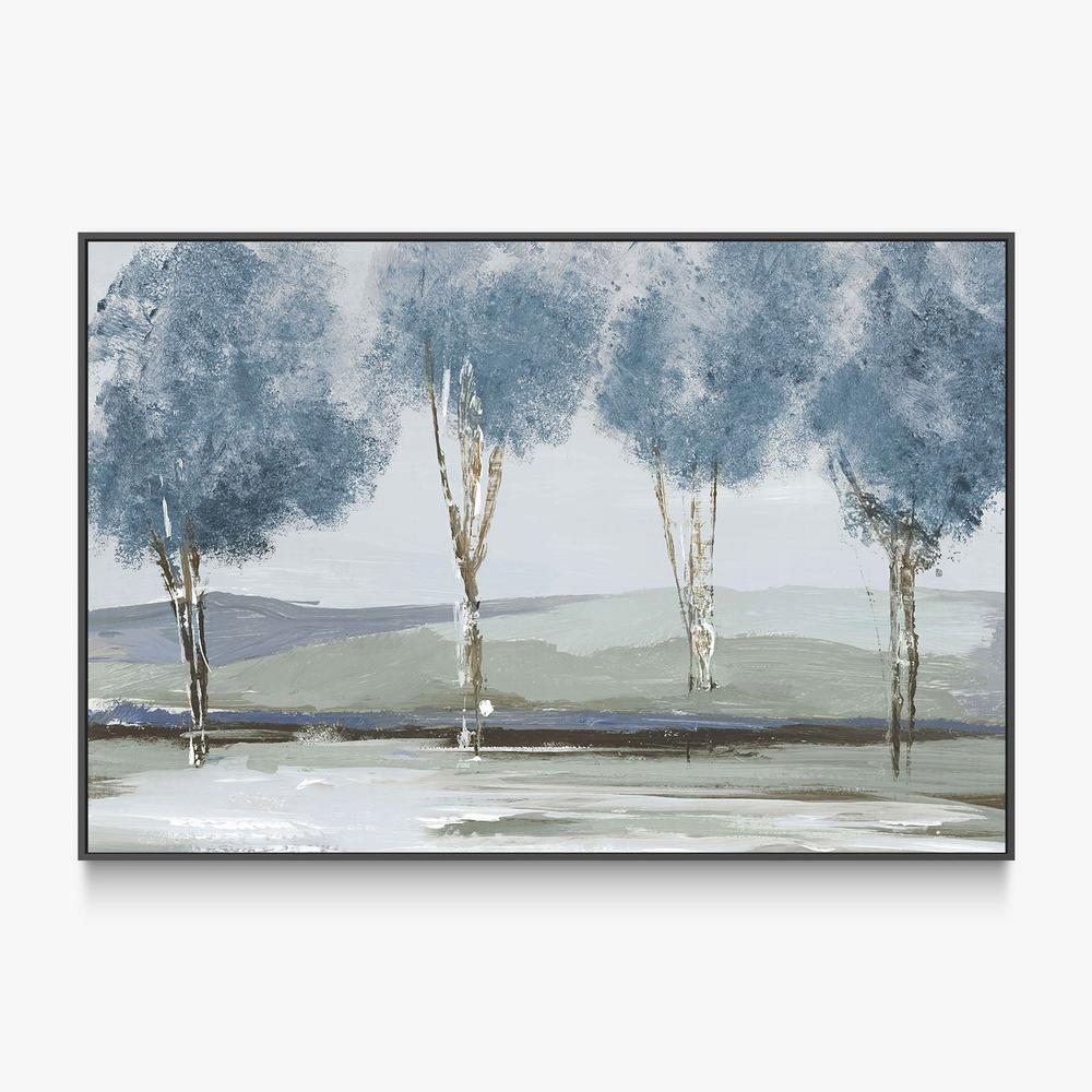 Golden Birch Tree Forest Blue Version-by-Lera-wall-art-print-canvas-poster-framed-Gioia