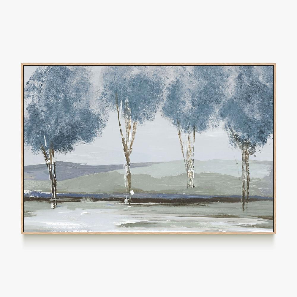 Golden Birch Tree Forest Blue Version-by-Lera-wall-art-print-canvas-poster-framed-Gioia
