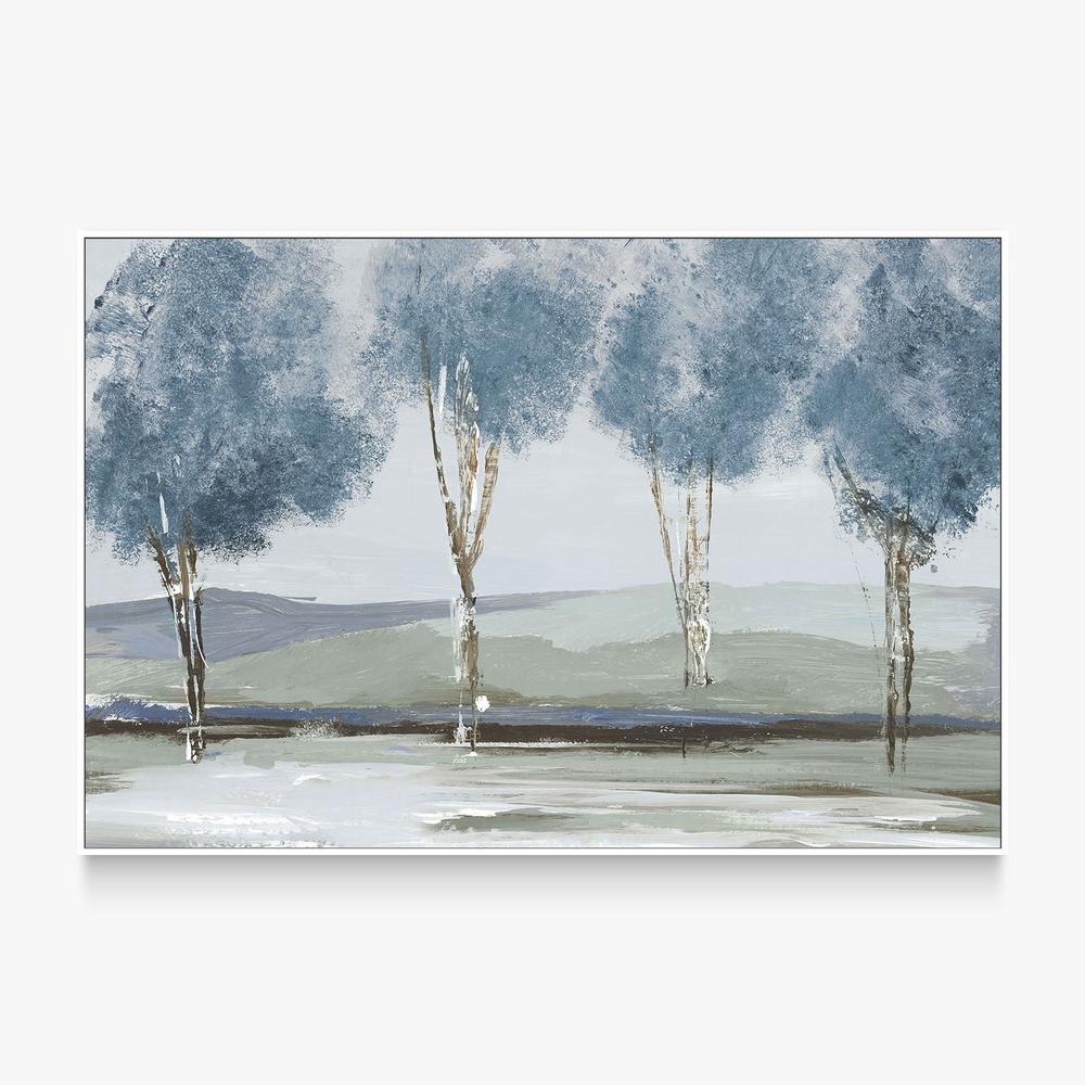 Golden Birch Tree Forest Blue Version-by-Lera-wall-art-print-canvas-poster-framed-Gioia