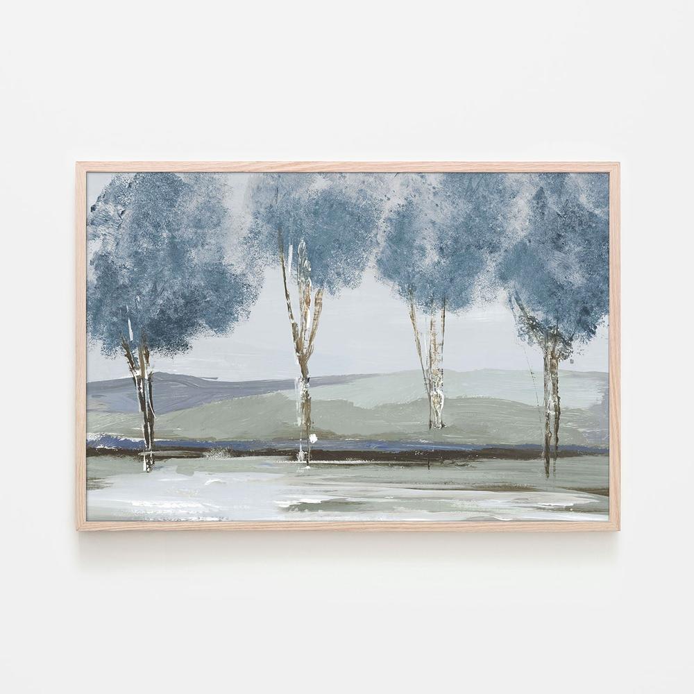 Golden Birch Tree Forest Blue Version-by-Lera-wall-art-print-canvas-poster-framed-Gioia