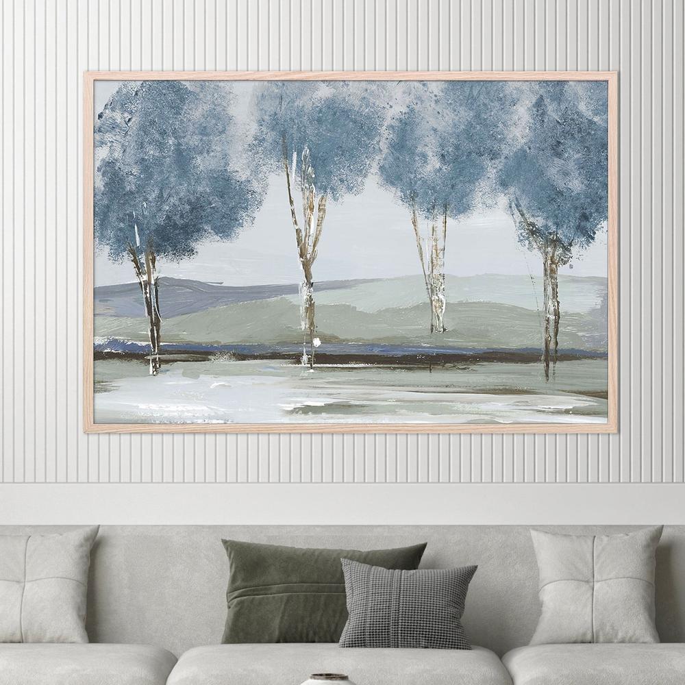 Golden Birch Tree Forest Blue Version-by-Lera-wall-art-print-canvas-poster-framed-Gioia