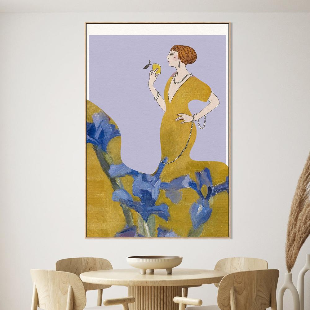 Golden Flapper Amidst Irises-by-Wild Violets-wall-art-print-canvas-poster-framed-Gioia