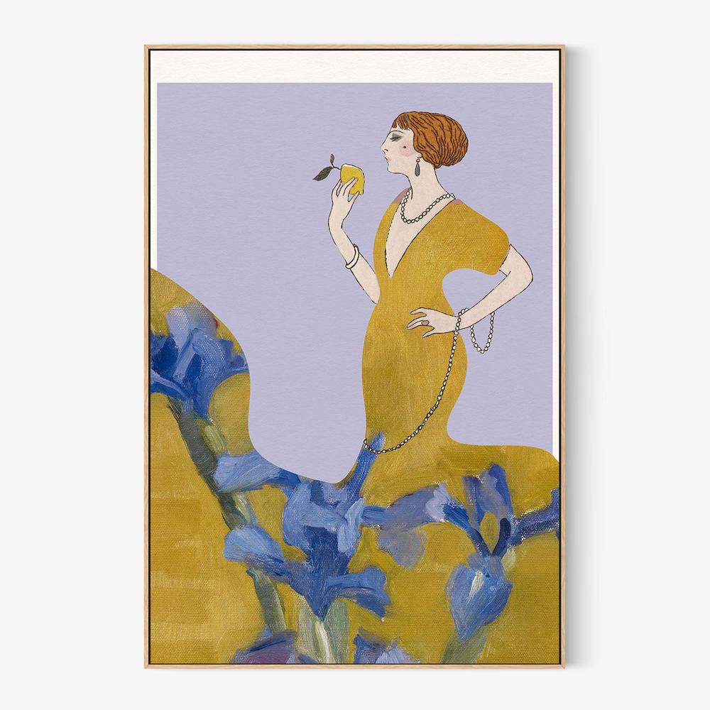 Golden Flapper Amidst Irises-by-Wild Violets-wall-art-print-canvas-poster-framed-Gioia