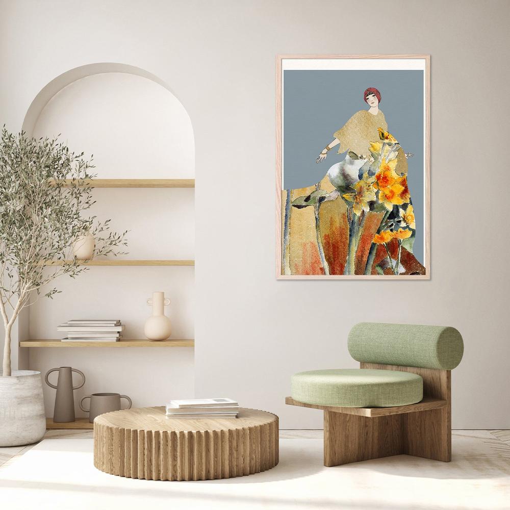 Golden Floral Woman-by-Wild Violets-wall-art-print-canvas-poster-framed-Gioia