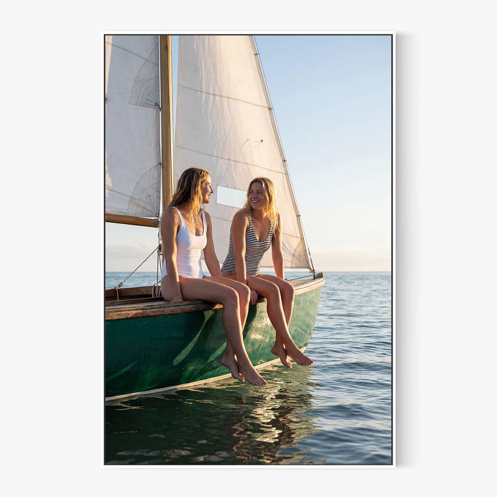 Happy Women on Sailboat-by-Andreas Magnusson-wall-art-print-canvas-poster-framed-Gioia