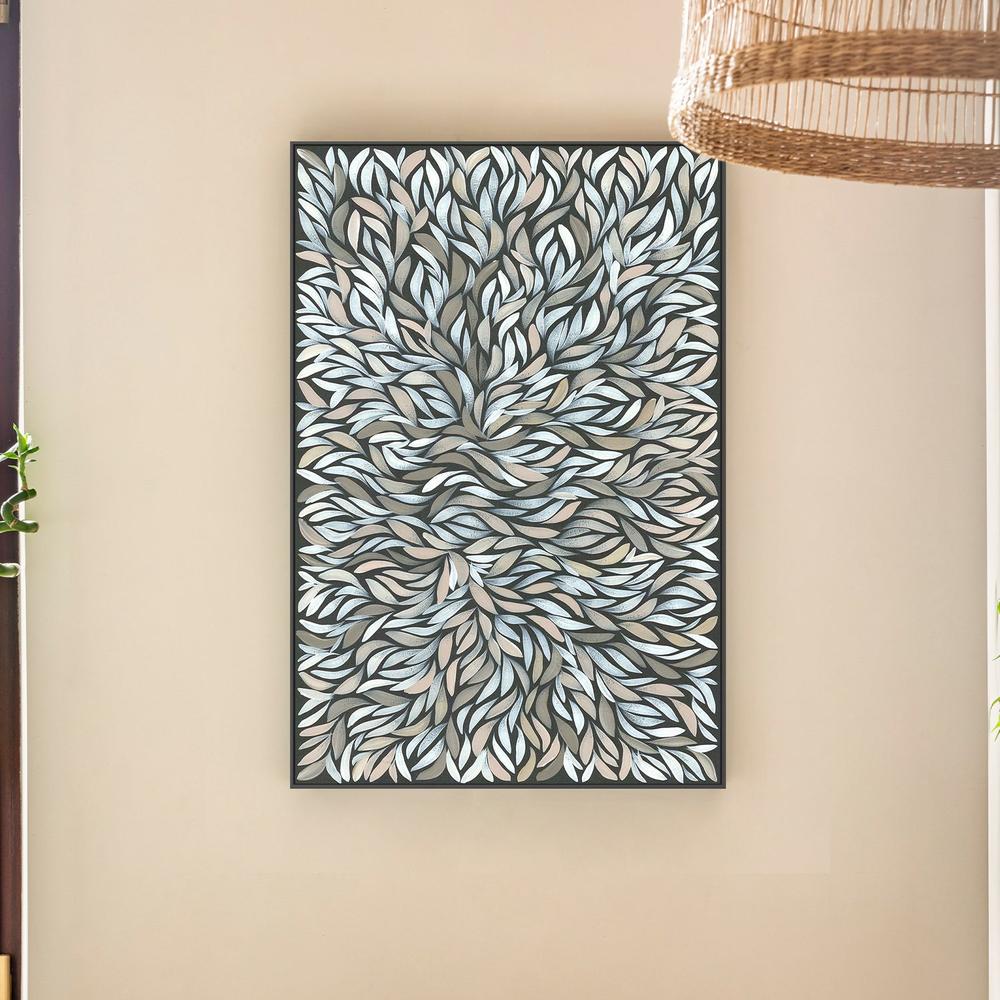 Healing Leaves Grey White-by-Emma Rigney-wall-art-print-canvas-poster-framed-Gioia