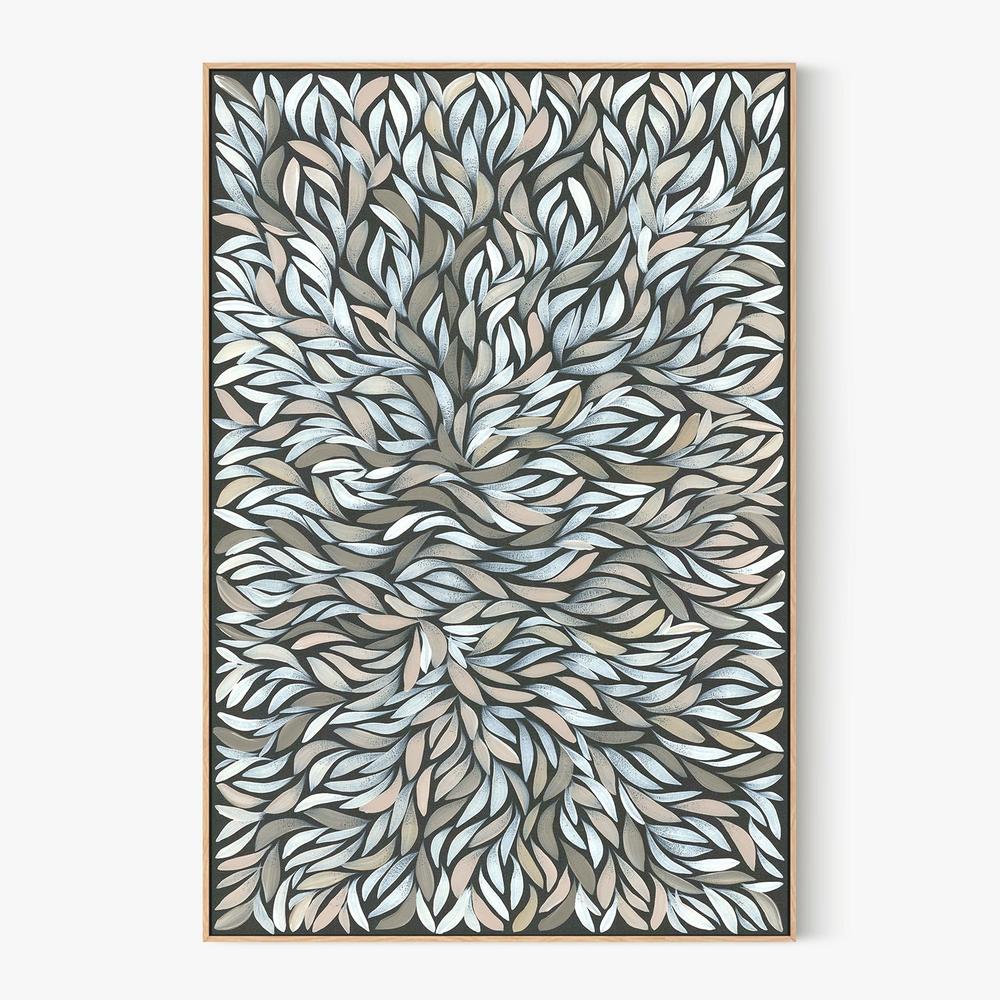 Healing Leaves Grey White-by-Emma Rigney-wall-art-print-canvas-poster-framed-Gioia