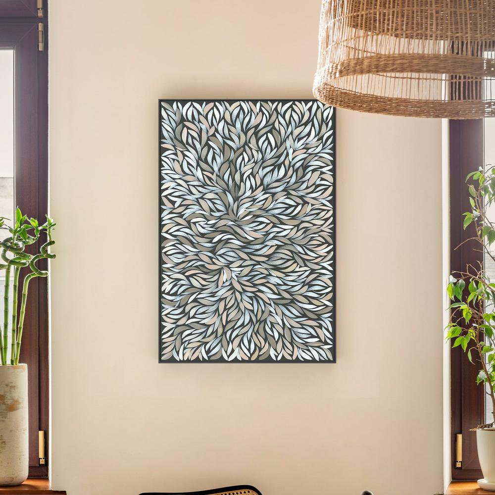 Healing Leaves Grey White-by-Emma Rigney-wall-art-print-canvas-poster-framed-Gioia