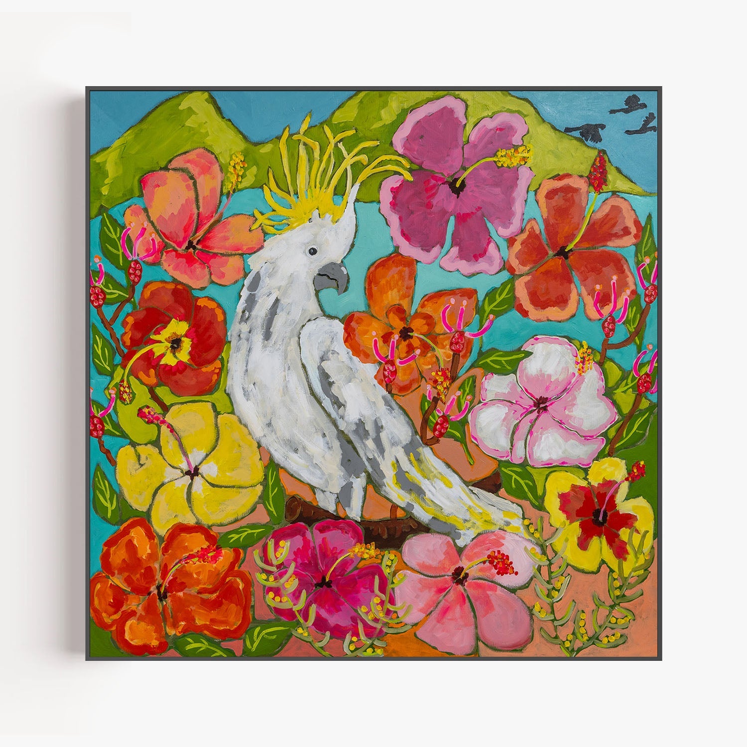 Hibiscus Bird-by-Julia Abbey-wall-art-print-canvas-poster-framed-Gioia