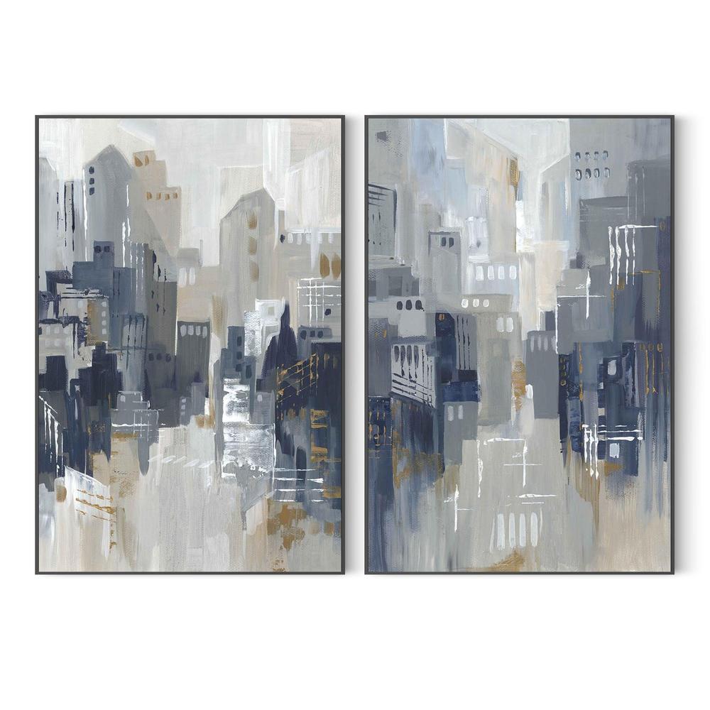 Indigo City, Style A & B, Set Of 2-by-Lera-wall-art-print-canvas-poster-framed-Gioia