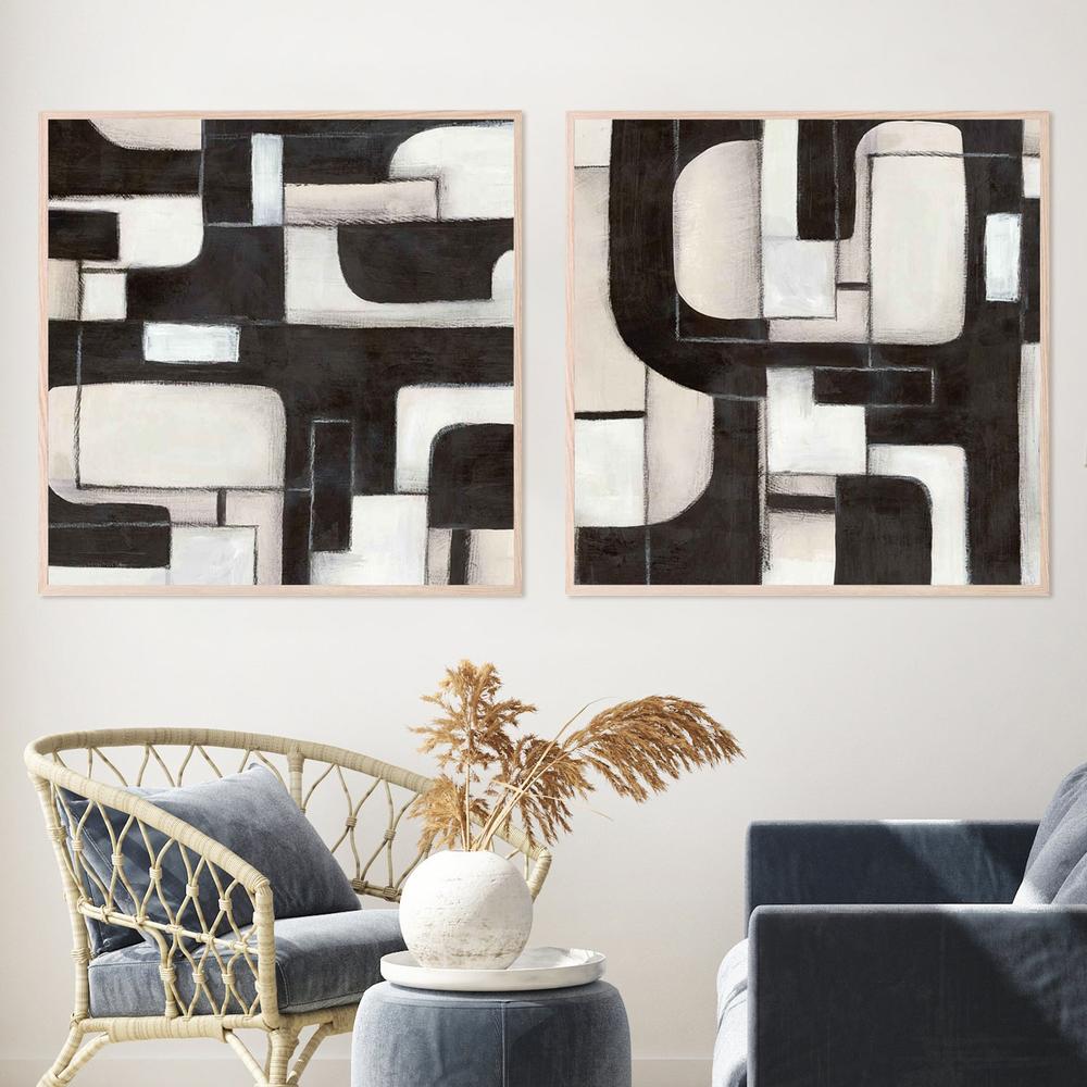 Interwoven Paths in Monochrome, Style A & B, Set Of 2-by-Emma Peal-wall-art-print-canvas-poster-framed-Gioia