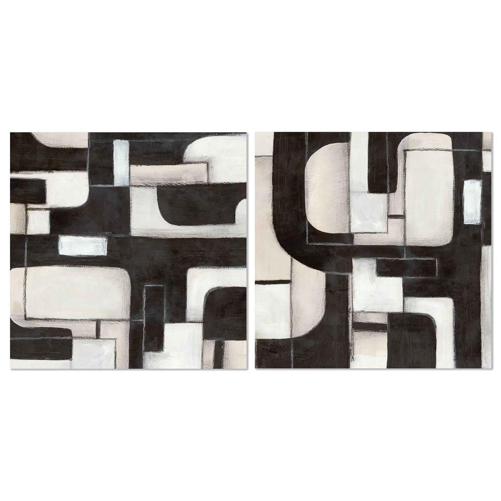 Interwoven Paths in Monochrome, Style A & B, Set Of 2-by-Emma Peal-wall-art-print-canvas-poster-framed-Gioia