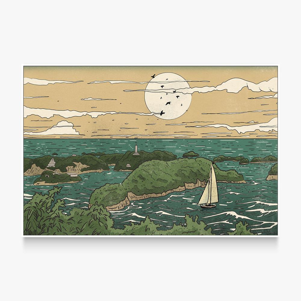 Japanese Islands Lighthouse-by-Nicholas-wall-art-print-canvas-poster-framed-Gioia