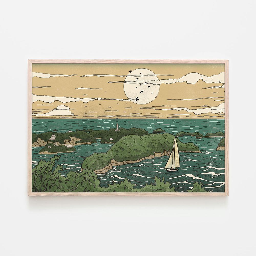 Japanese Islands Lighthouse-by-Nicholas-wall-art-print-canvas-poster-framed-Gioia